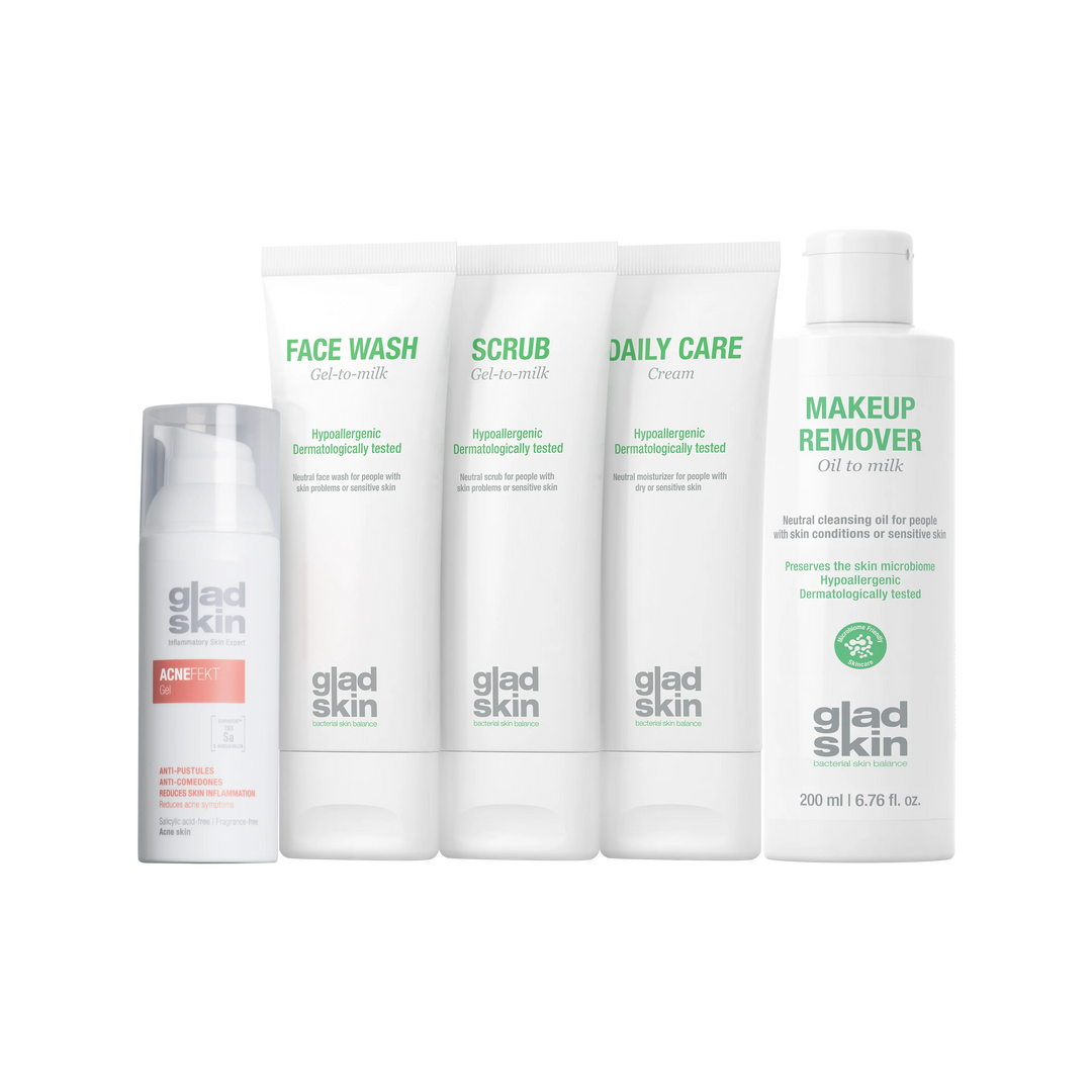 Gladskin acne care set met Makeup remover - verminder je acne symptomen - Vermindert puistjes en irritatie