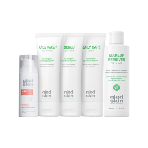 Gladskin acne care set met Makeup remover - verminder je acne symptomen - Vermindert puistjes en irritatie